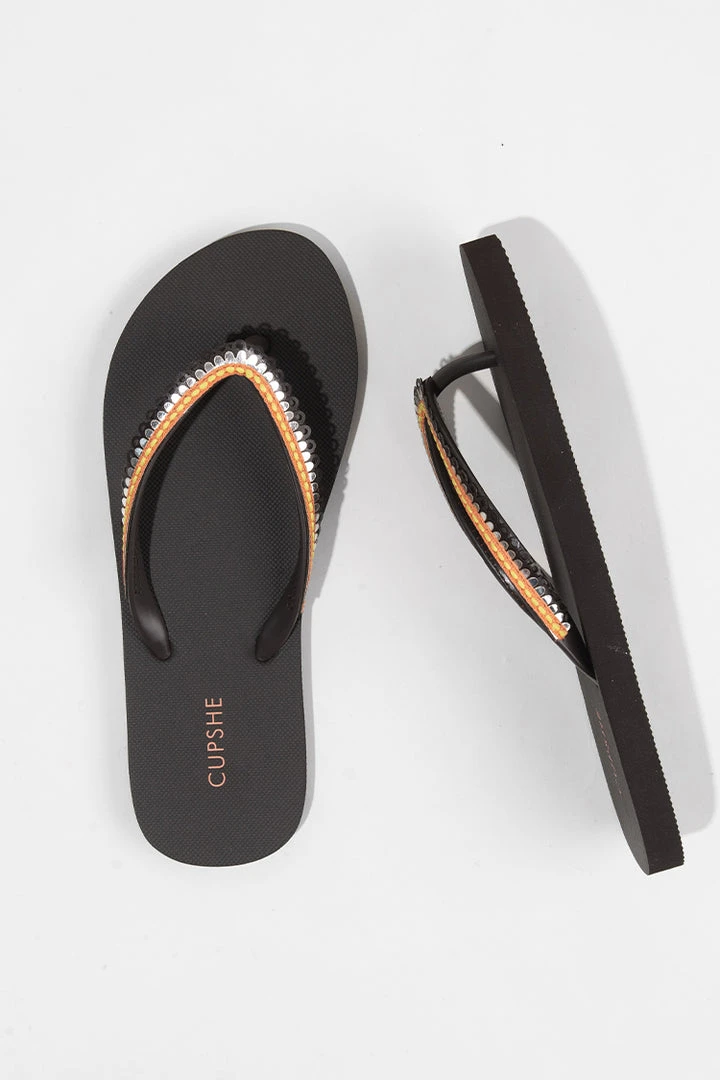 CUPSHE Primorsko Black Toe Post Flip Flops Accs & Clothing