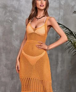 CUPSHE Cover Ups Vanda Scoop Neckline Sleeveless Mid Length Cover Up