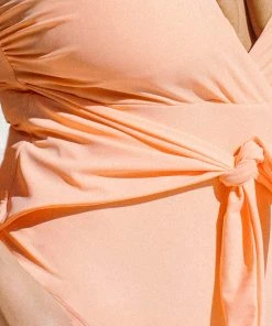 CUPSHE Nature Trip Sash Halter Tummy Control Plus Size One Piece Swimwear UP TO 70% OFF