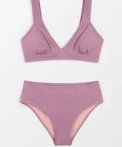 CUPSHE Bikinis Retro Field Day Banded Bralette And High Waist Bikini Set