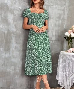 CUPSHE Thalia Square Neck Bubble Sleeve A-Shape Dress Dresses