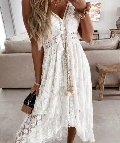 CUPSHE Ariya V-neck Lace Up Slip Dress Dresses