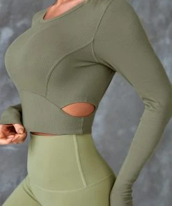 CUPSHE Accs & Clothing Cherise Green Cut-out Side Crop Sweatshirt