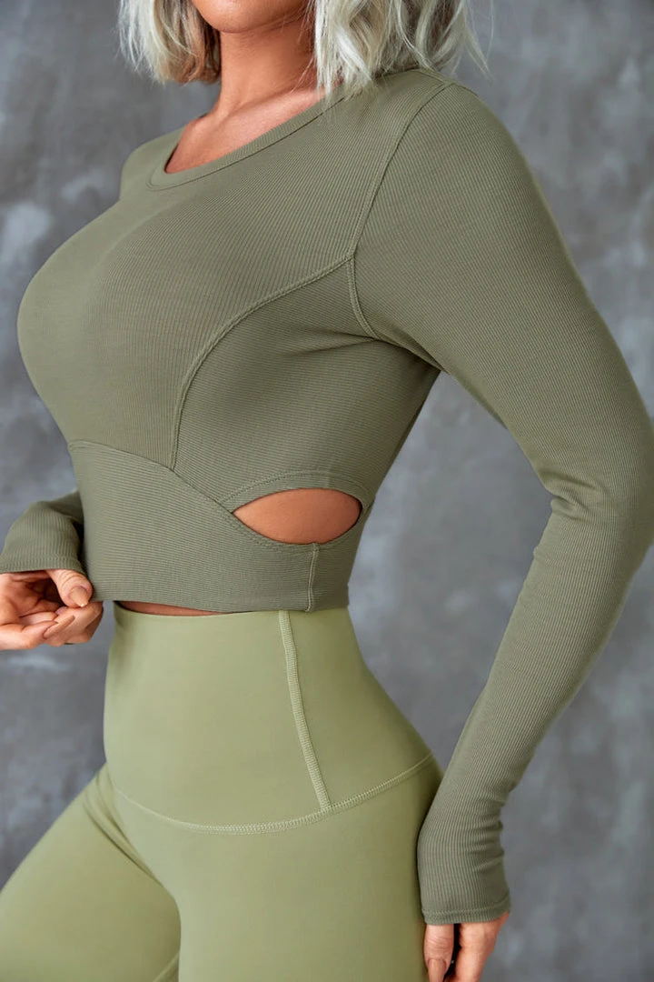 CUPSHE Accs & Clothing Cherise Green Cut-out Side Crop Sweatshirt