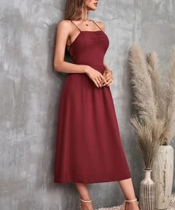 CUPSHE Dresses Verona Backless Drawstring Thin Straps Slip Dress