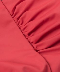 CUPSHE Joyful Retro High Neck Keyhole Tummy Control Red Plus Size One Piece