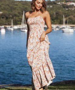 CUPSHE Madalynn Strap Smocking Maxi Slip Dress Dresses