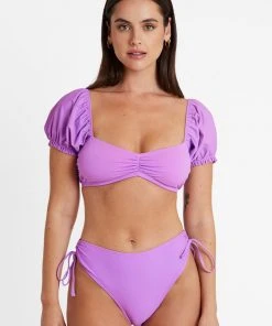 Cupshe Mindful Solids Amethyst Adjustable High Waist Bikini Bottom Bikinis