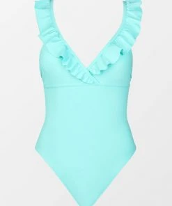 CUPSHE Saint Tropez Ruffled V-Neck One Piece Swimsuit One Pieces