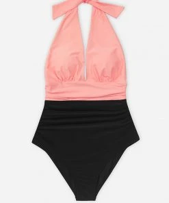 CUPSHE Christine Ruched Halter One Piece Swimsuit