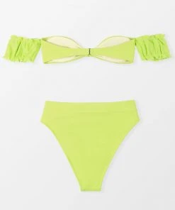 CUPSHE Street Art Bandeau Short Sleeve Bikini Set