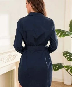 CUPSHE Dresses Nya Shirt-collar Belted Dress