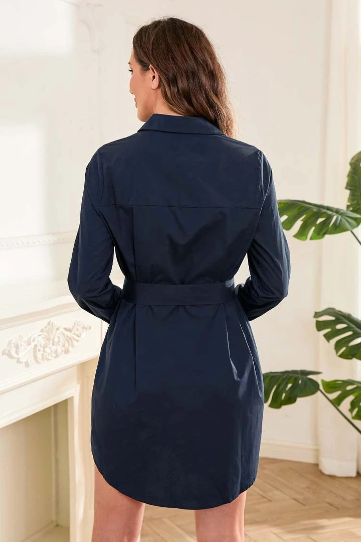 CUPSHE Dresses Nya Shirt-collar Belted Dress