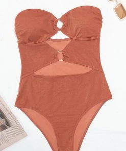 CUPSHE Brook O-ring Halter Cut-out One Piece Swimsuit One Pieces