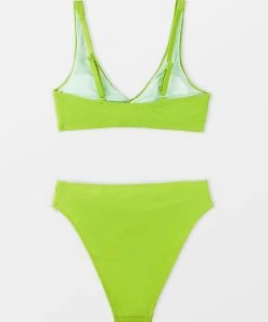 CUPSHE Palm Beach Spliced Twist Front Tall Tri Bikini Set Bikinis