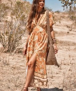 CUPSHE Dresses Wendy Ruching Flared Sleeve Plunge Dress
