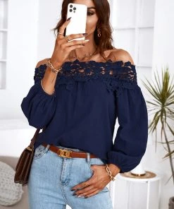 CUPSHE Accs & Clothing Persephone Long Sleeve Contrast Lace Loose Top