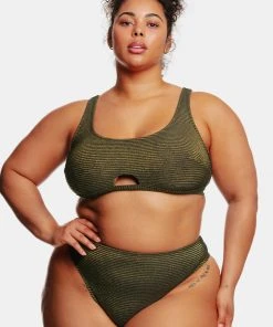 CUPSHE Ribbed Keyhole Bralette & High Waist Plus Size Bikini Set