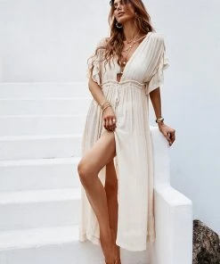 CUPSHE Fanny Plunge Ruffle Backless Cover Up Cover Ups