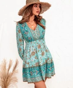 CUPSHE Dresses Gertie Puff Sleeve Ruching Mid Length A-shape Dress