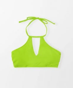 CUPSHE Sunbeam Keyhole High Neck Adjustable Straps Bikini Top Swimwear UP TO 70% OFF