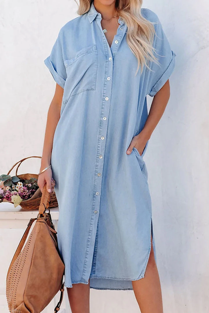 CUPSHE Dresses Ashtyn Shirt Collar Bell Sleeve Button Dress
