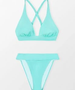 CUPSHE Bikinis Luminescent Tall Tri And Banded Mide Rise Hipster Bikini Set