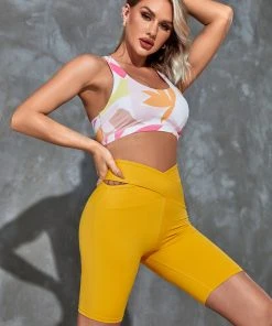 CUPSHE Accs & Clothing Drini Abstract Print Crisscross Back Sports Bra