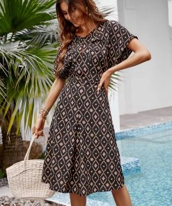 CUPSHE Dresses Chris Round Neck Cut Out A-Shape Dress