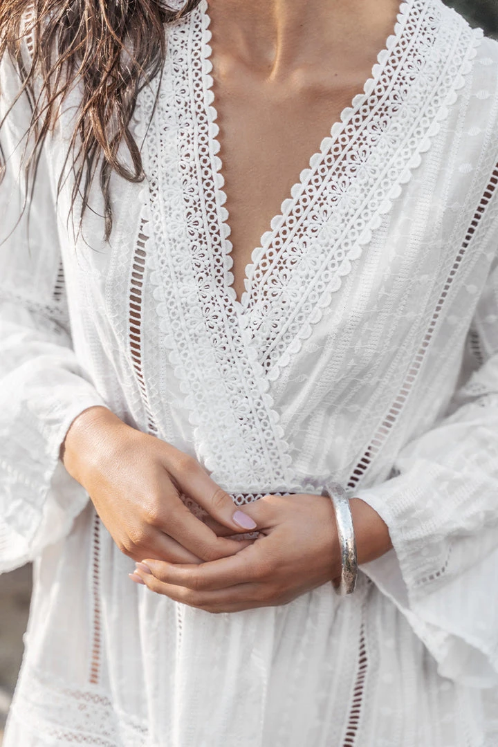 CUPSHE Ellis V-neck Half Sleeves Lace Trims Cover Up Cover Ups