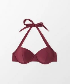 CUPSHE Bikinis Keep It Cool Paneled Halter Underwire Red Bikini Top