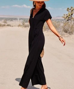CUPSHE Wide Leg V-neck Jumpsuit Accs & Clothing