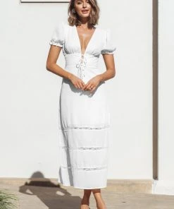 CUPSHE Dresses Myla Plunge Tie Waist A-Shape Dress