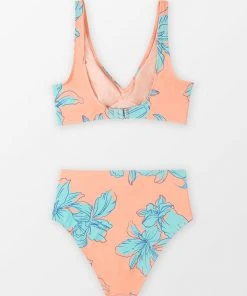 CUPSHE Floral Wrap Front Bralette & Shirred High Waist Bikini Set