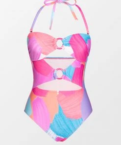 CUPSHE One Pieces Vapor Wave Double Ring Front One Piece Swimsuit