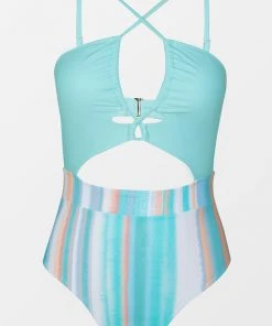 CUPSHE Pleasant Stripe Tunneled Cutout One Piece Swimsuit