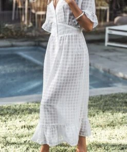 CUPSHE Brynlee Fitted Waisted Ruffle Cover-up Dress Cover Ups