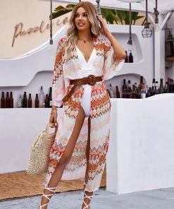 CUPSHE Alethea Long Sleeve Open Front Kimono Cover Ups