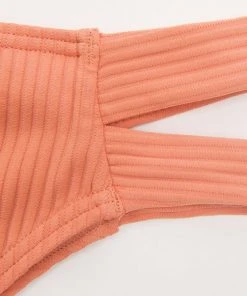 CUPSHE Ribbed Sunburst Rib Side Tab Hipster Bikini Bottom