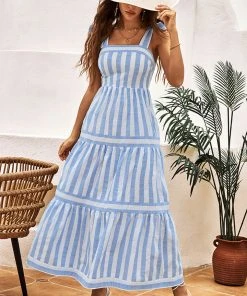 CUPSHE Gwyneth Wide Straps Elastic Waist Maxi A-Shape Dress