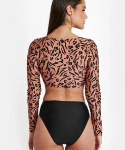 CUPSHE Bikinis Love Struck Long Sleeve Top & V Front High Waist Bikini Set