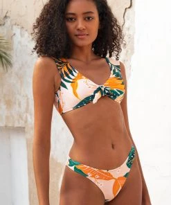 CUPSHE Swimwear UP TO 70% OFF Bright Leafy Print Bikini Top