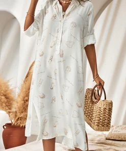 CUPSHE Gabriela Long Sleeve Loose Waisted Button Shirt Dress Dresses