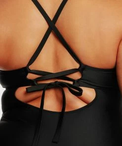 CUPSHE Love Los Angeles Mesh Tie-Back Plus Size One Piece Swimsuit