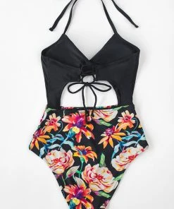 CUPSHE One Pieces Alexa Floral Cutout Twist One Piece Swimsuit
