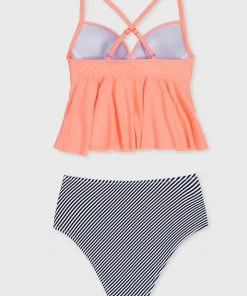 CUPSHE Peachy Cute Twist Criss Cross High Waisted Tankini Bikinis