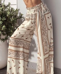 CUPSHE Accs & Clothing Baylee Boho Print Straight Leg Smocking Pants