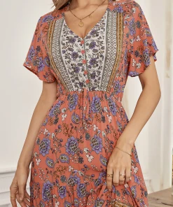CUPSHE Galilea V-neck Boho Tie A-Shape Dress Dresses