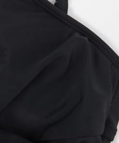 CUPSHE Forest Adventure Solid Mesh Wrap Front Cutout Black One Piece Swimsuit One Pieces