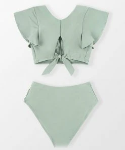 CUPSHE The Waves V Neck Top & Ruched High Waist Plus Size Bikini Set